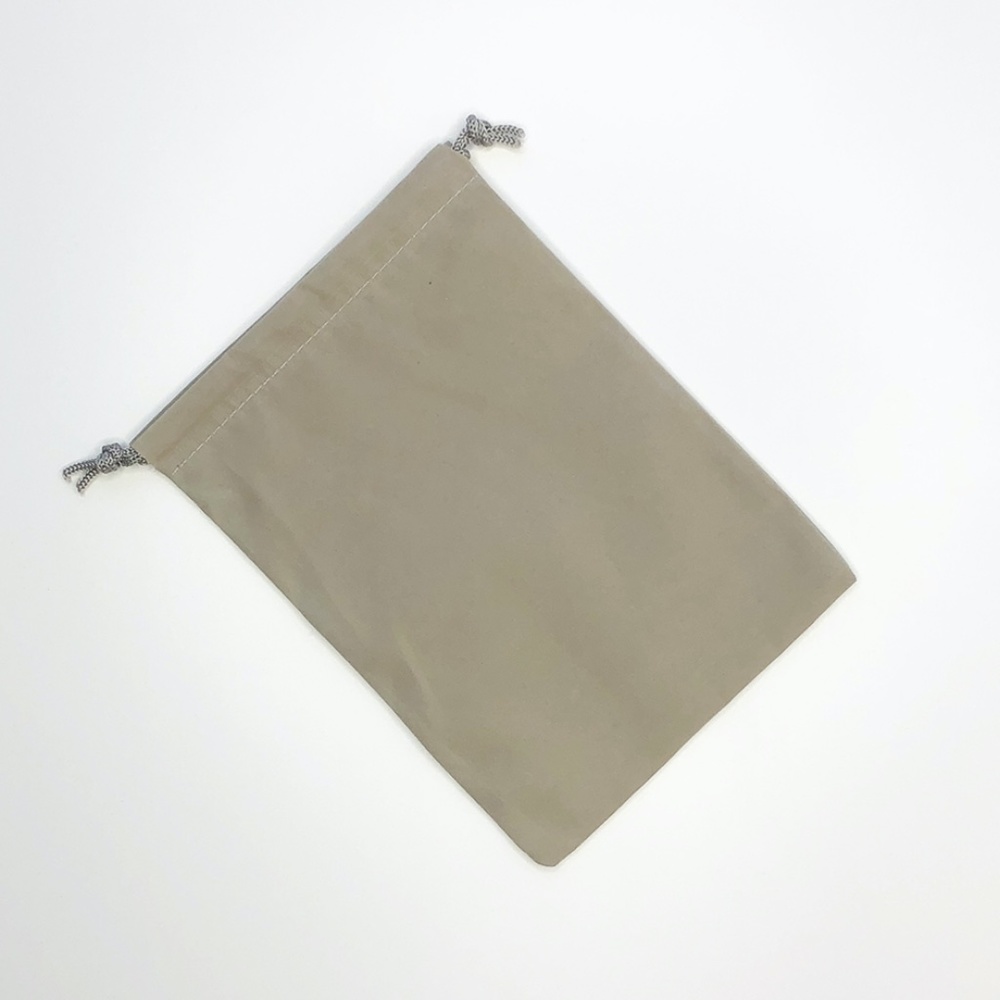 TAUPE JEWELRY STRING POUCH BAG VELVETY SUEDE SUTLE LOW KEY